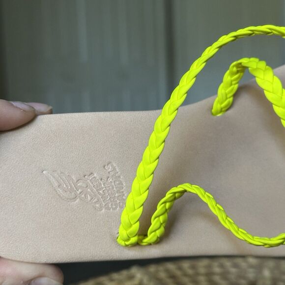 Ancient Greek Sandals Eleftheria Neon Yellow Women’s 36 NEW MSRP $285 Handmade - Picture 6 of 9